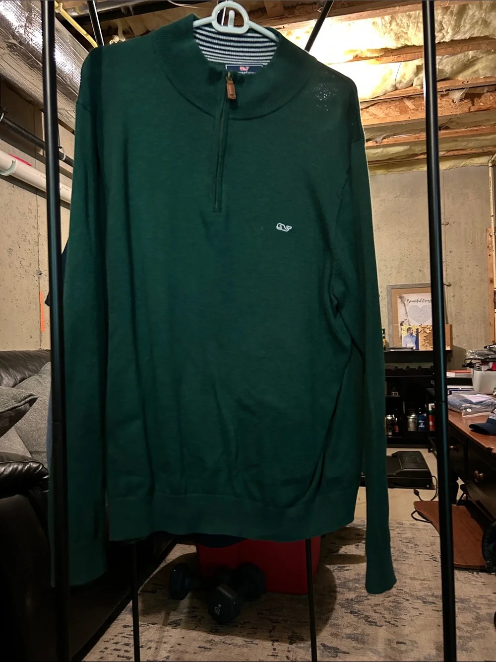 Vineyard Vines Men's Forest Green Half-Zip Sweater
